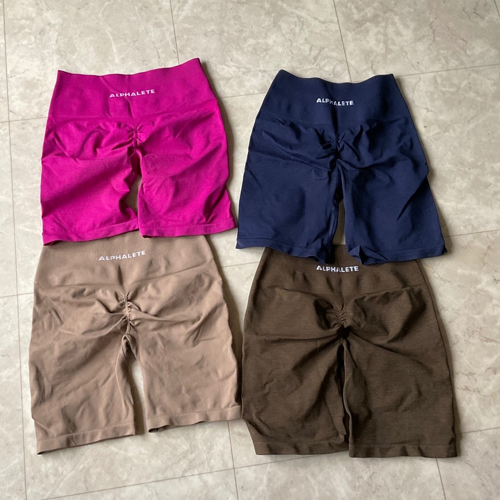 Alphalete Athletic Scrunch Biker Shorts - Hot Pink, Navy, Taupe, Brown